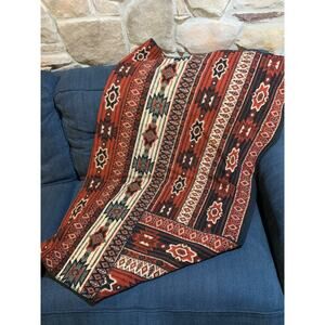 Huntingdon Mills Fleecey Throw Blanket Burgundy Black Print 56 x 62"